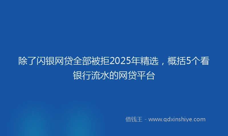 除了闪银网贷全部被拒2025年精选，概括5个看银行流水的网贷平台