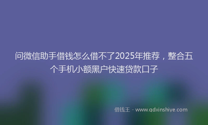 问微信助手借钱怎么借不了2025年推荐，整合五个手机小额黑户快速贷款口子