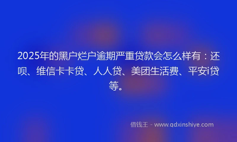 2025年的黑户烂户逾期严重贷款会怎么样有：还呗、维信卡卡贷、人人贷、美团生活费、平安i贷等。