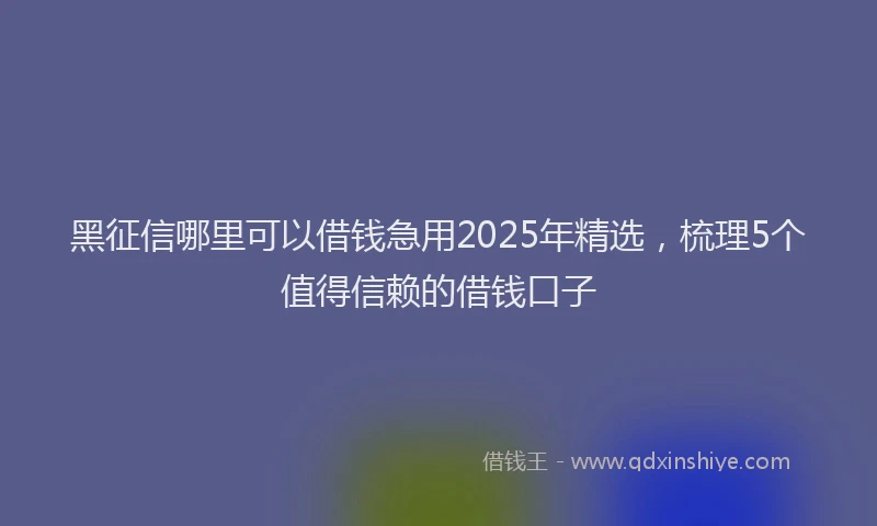黑征信哪里可以借钱急用2025年精选，梳理5个值得信赖的借钱口子