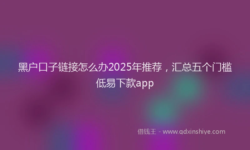 黑户口子链接怎么办2025年推荐，汇总五个门槛低易下款app