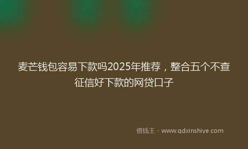 麦芒钱包容易下款吗2025年推荐，整合五个不查征信好下款的网贷口子