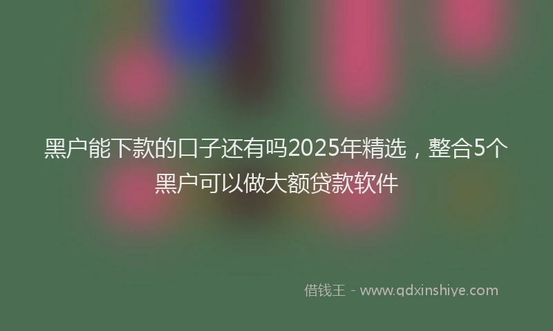 黑户能下款的口子还有吗2025年精选，整合5个黑户可以做大额贷款软件