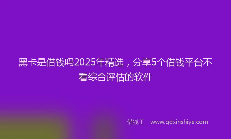 黑卡是借钱吗2025年精选，分享5个借钱平台不看综合评估的软件