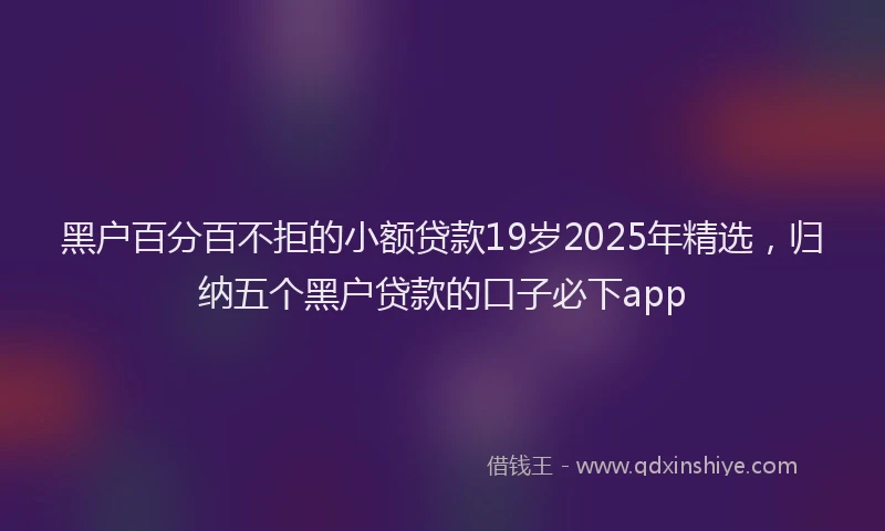 黑户百分百不拒的小额贷款19岁2025年精选，归纳五个黑户贷款的口子必下app
