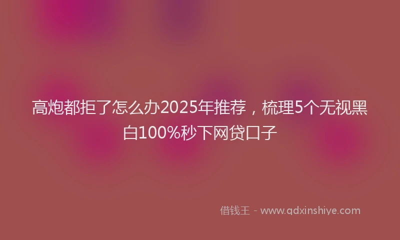 高炮都拒了怎么办2025年推荐，梳理5个无视黑白100%秒下网贷口子