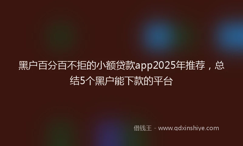 黑户百分百不拒的小额贷款app2025年推荐，总结5个黑户能下款的平台