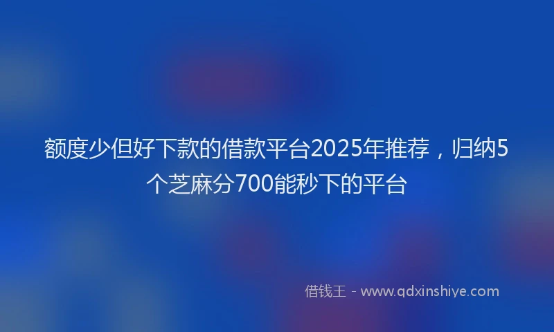 额度少但好下款的借款平台2025年推荐，归纳5个芝麻分700能秒下的平台