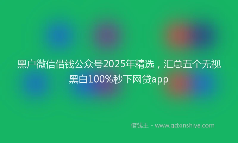 黑户微信借钱公众号2025年精选，汇总五个无视黑白100%秒下网贷app