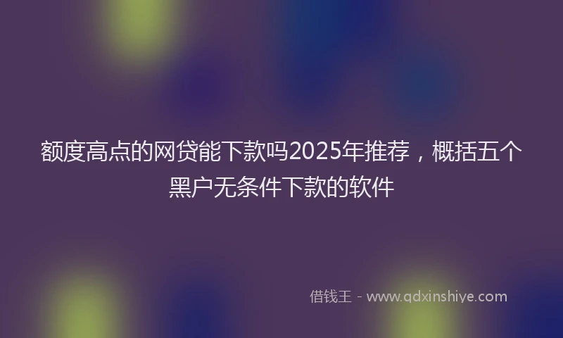 额度高点的网贷能下款吗2025年推荐，概括五个黑户无条件下款的软件