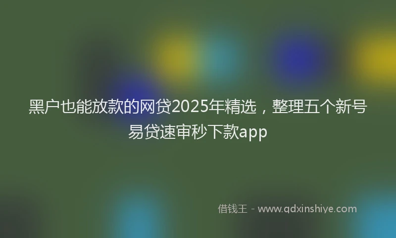 黑户也能放款的网贷2025年精选，整理五个新号易贷速审秒下款app