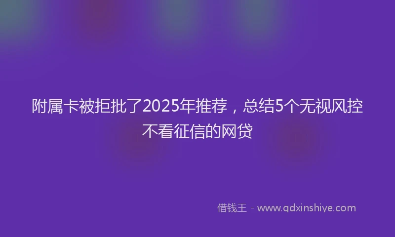 附属卡被拒批了2025年推荐，总结5个无视风控不看征信的网贷