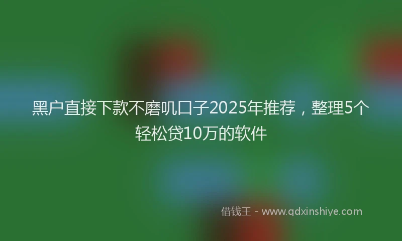 黑户直接下款不磨叽口子2025年推荐，整理5个轻松贷10万的软件