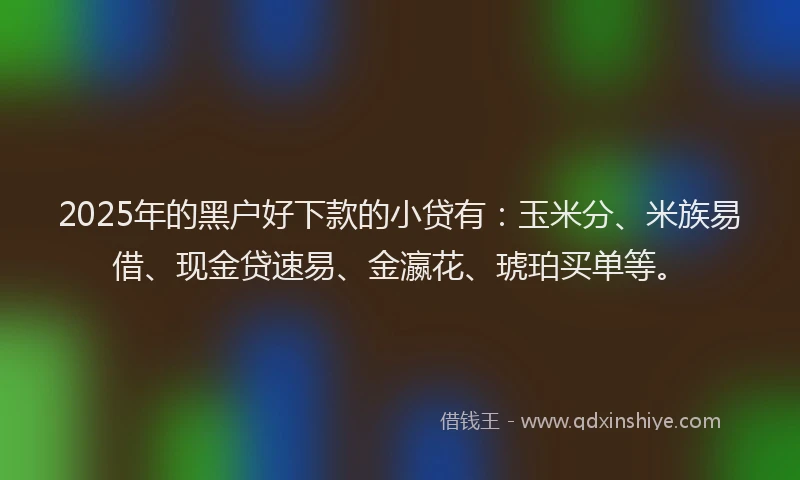 2025年的黑户好下款的小贷有：玉米分、米族易借、现金贷速易、金瀛花、琥珀买单等。