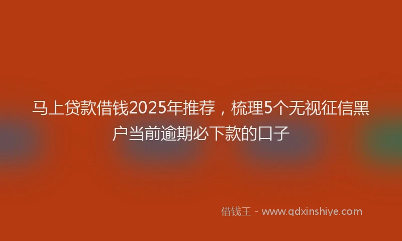 马上贷款借钱2025年推荐，梳理5个无视征信黑户当前逾期必下款的口子