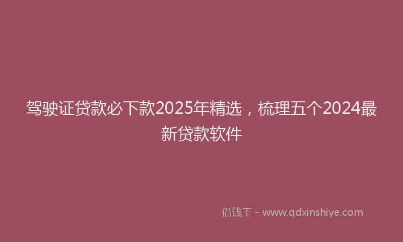 驾驶证贷款必下款2025年精选，梳理五个2024最新贷款软件