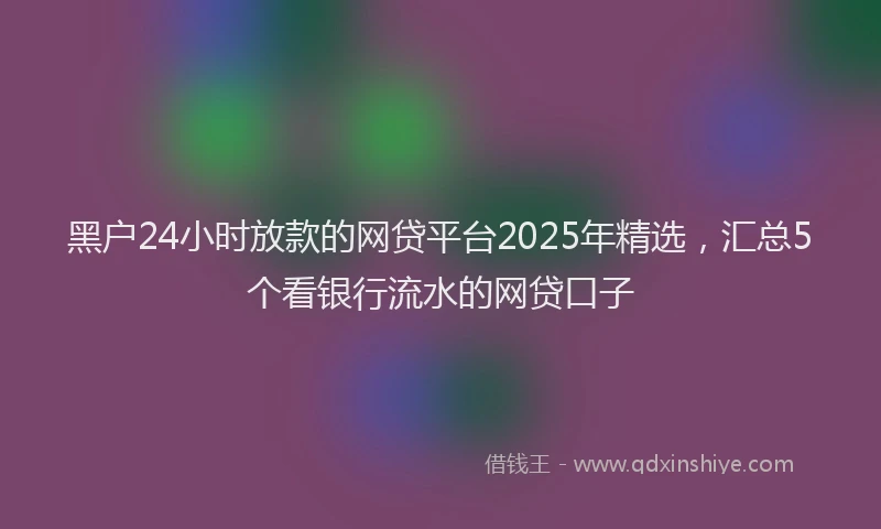 黑户24小时放款的网贷平台2025年精选，汇总5个看银行流水的网贷口子