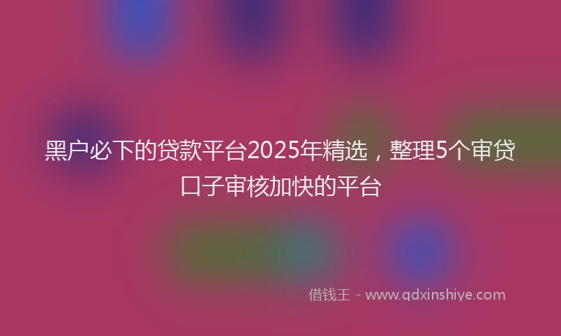 黑户必下的贷款平台2025年精选，整理5个审贷口子审核加快的平台