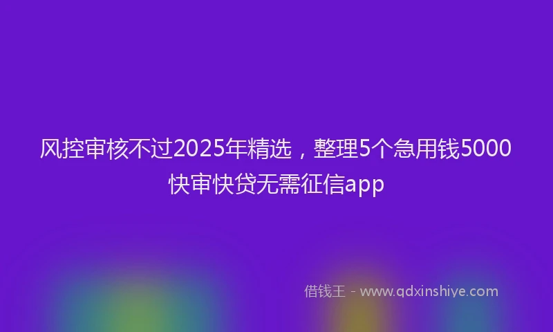 风控审核不过2025年精选，整理5个急用钱5000快审快贷无需征信app