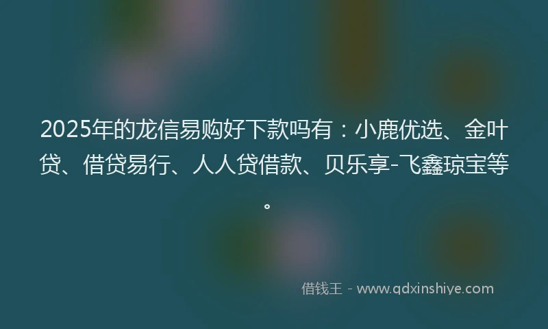 2025年的龙信易购好下款吗有：小鹿优选、金叶贷、借贷易行、人人贷借款、贝乐享-飞鑫琼宝等。
