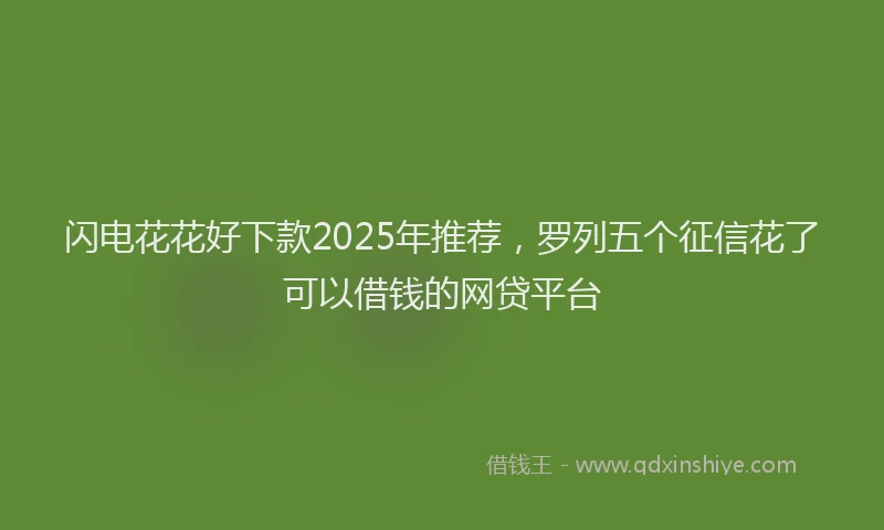 闪电花花好下款2025年推荐，罗列五个征信花了可以借钱的网贷平台