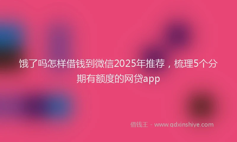 饿了吗怎样借钱到微信2025年推荐，梳理5个分期有额度的网贷app