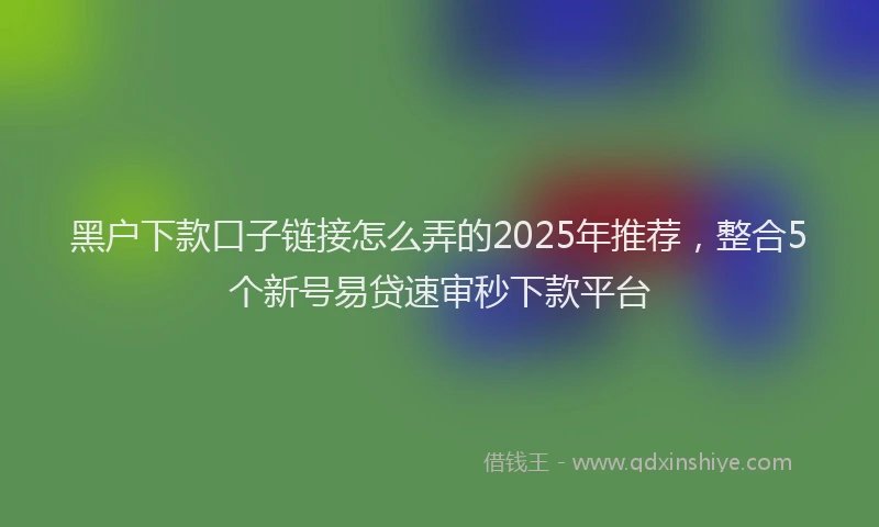 黑户下款口子链接怎么弄的2025年推荐，整合5个新号易贷速审秒下款平台