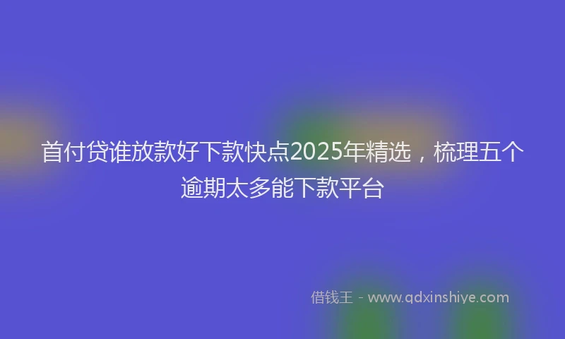 首付贷谁放款好下款快点2025年精选，梳理五个逾期太多能下款平台