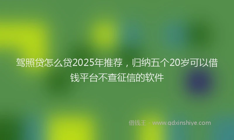 驾照贷怎么贷2025年推荐，归纳五个20岁可以借钱平台不查征信的软件