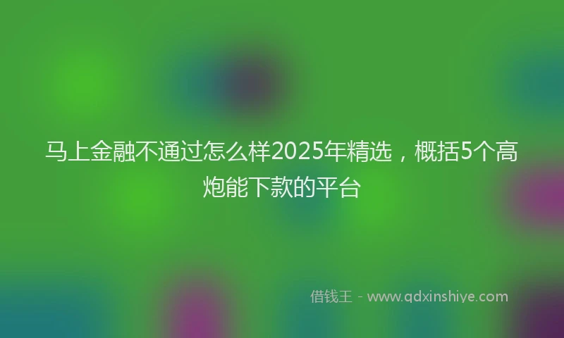 马上金融不通过怎么样2025年精选，概括5个高炮能下款的平台