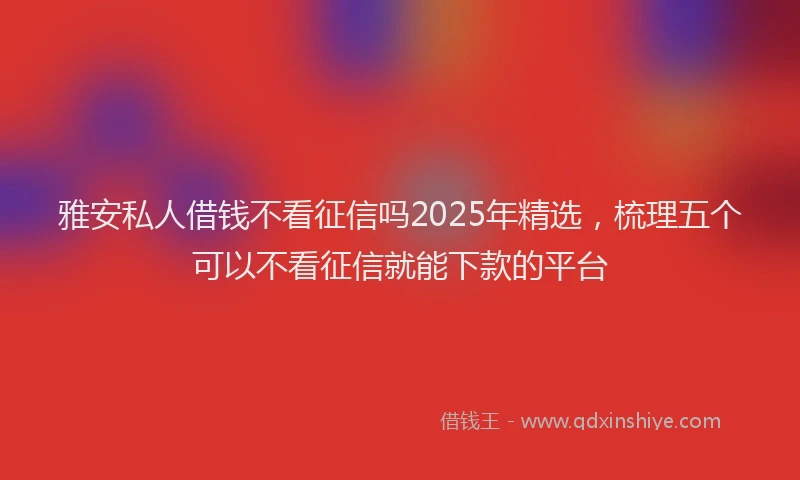 雅安私人借钱不看征信吗2025年精选，梳理五个可以不看征信就能下款的平台
