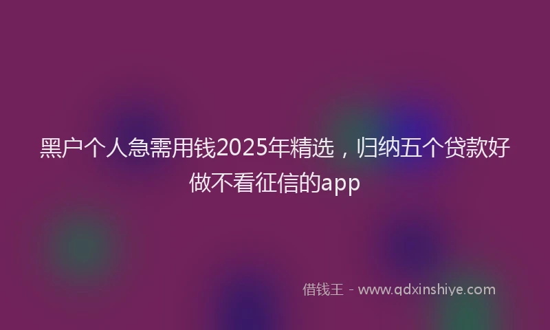 黑户个人急需用钱2025年精选，归纳五个贷款好做不看征信的app