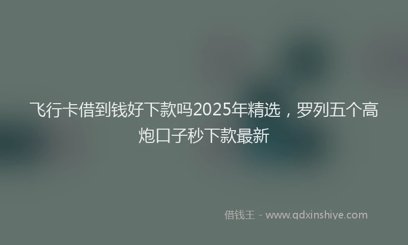 飞行卡借到钱好下款吗2025年精选，罗列五个高炮口子秒下款最新