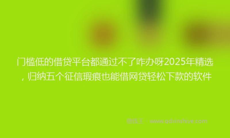 门槛低的借贷平台都通过不了咋办呀2025年精选，归纳五个征信瑕疵也能借网贷轻松下款的软件