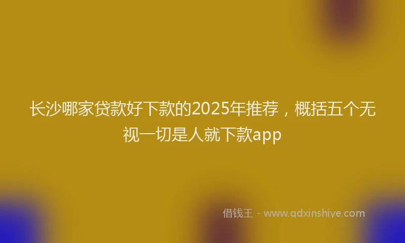 长沙哪家贷款好下款的2025年推荐，概括五个无视一切是人就下款app