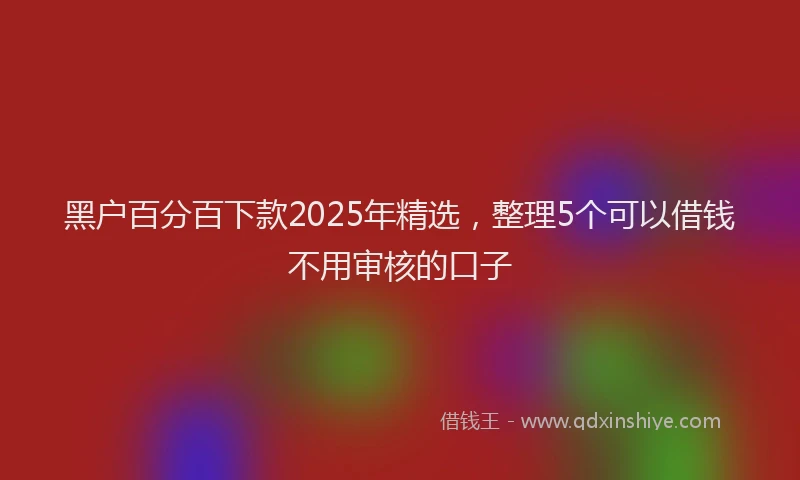 黑户百分百下款2025年精选，整理5个可以借钱不用审核的口子