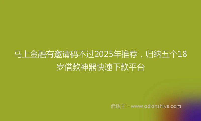 马上金融有邀请码不过2025年推荐，归纳五个18岁借款神器快速下款平台