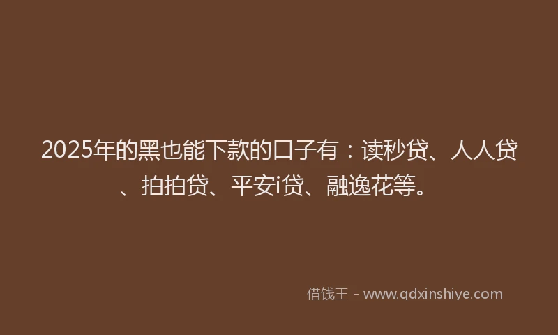 2025年的黑也能下款的口子有：读秒贷、人人贷、拍拍贷、平安i贷、融逸花等。
