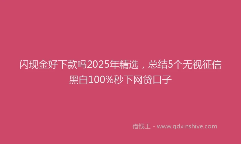 闪现金好下款吗2025年精选，总结5个无视征信黑白100%秒下网贷口子