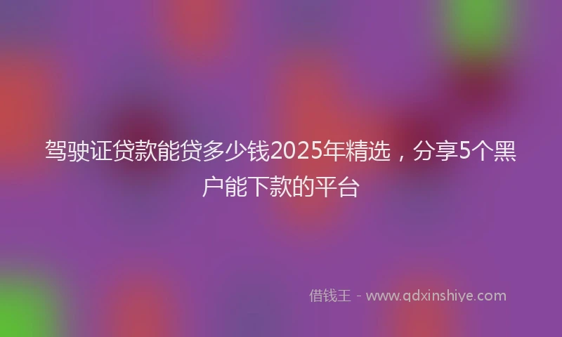 驾驶证贷款能贷多少钱2025年精选，分享5个黑户能下款的平台