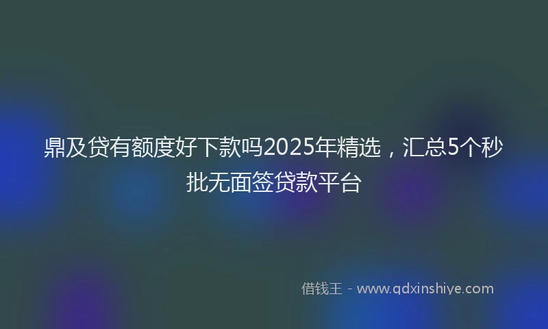鼎及贷有额度好下款吗2025年精选，汇总5个秒批无面签贷款平台