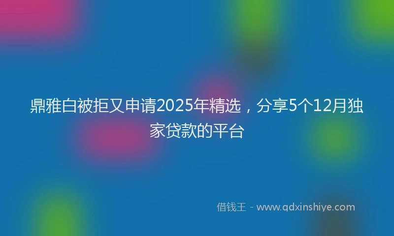 鼎雅白被拒又申请2025年精选，分享5个12月独家贷款的平台