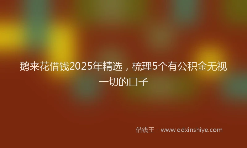 鹅来花借钱2025年精选，梳理5个有公积金无视一切的口子