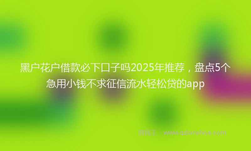 黑户花户借款必下口子吗2025年推荐，盘点5个急用小钱不求征信流水轻松贷的app