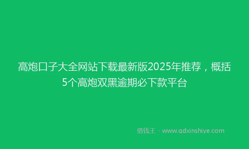 高炮口子大全网站下载最新版2025年推荐，概括5个高炮双黑逾期必下款平台