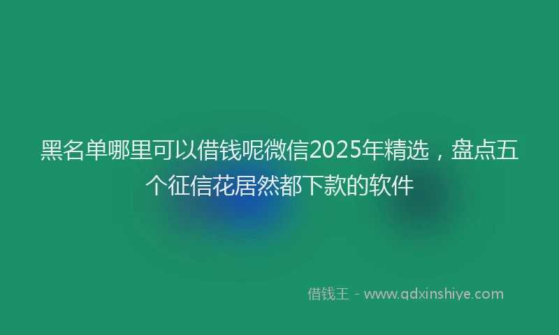 黑名单哪里可以借钱呢微信2025年精选，盘点五个征信花居然都下款的软件