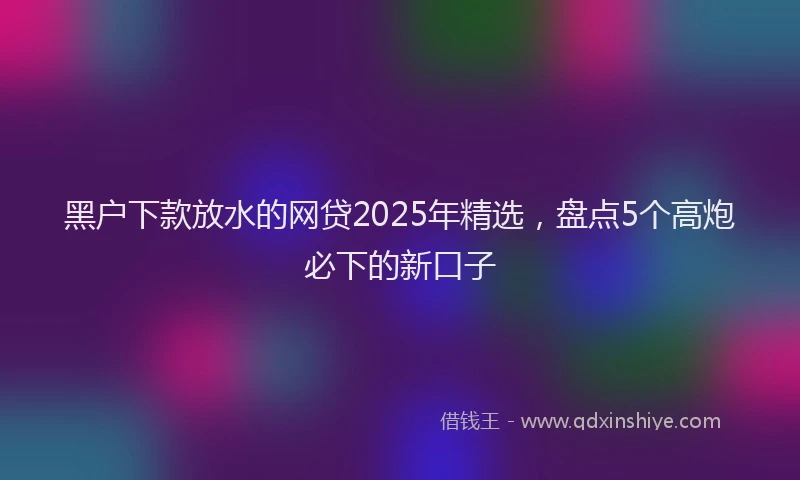 黑户下款放水的网贷2025年精选，盘点5个高炮必下的新口子