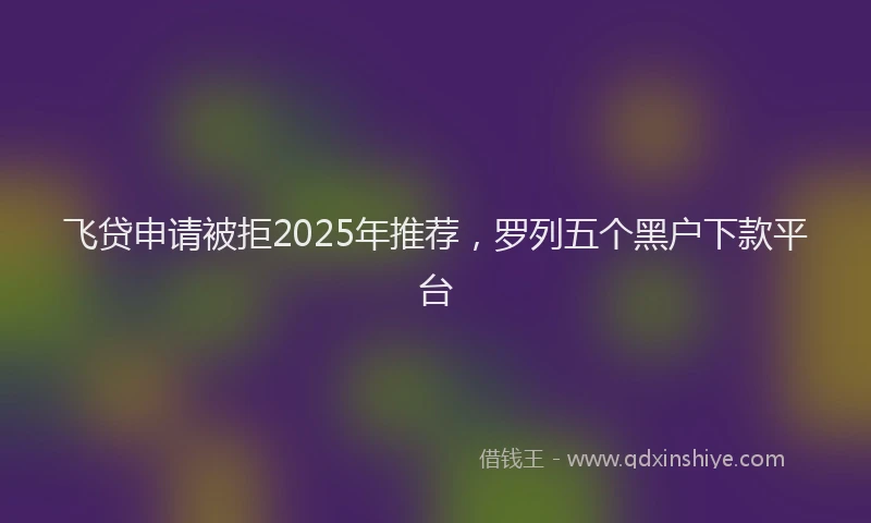 飞贷申请被拒2025年推荐，罗列五个黑户下款平台