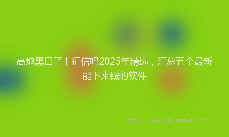 高炮黑口子上征信吗2025年精选，汇总五个最新能下来钱的软件