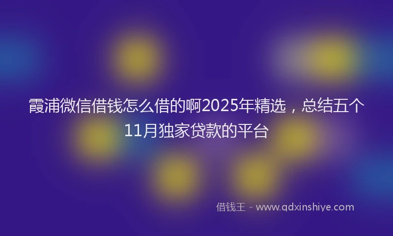 霞浦微信借钱怎么借的啊2025年精选，总结五个11月独家贷款的平台